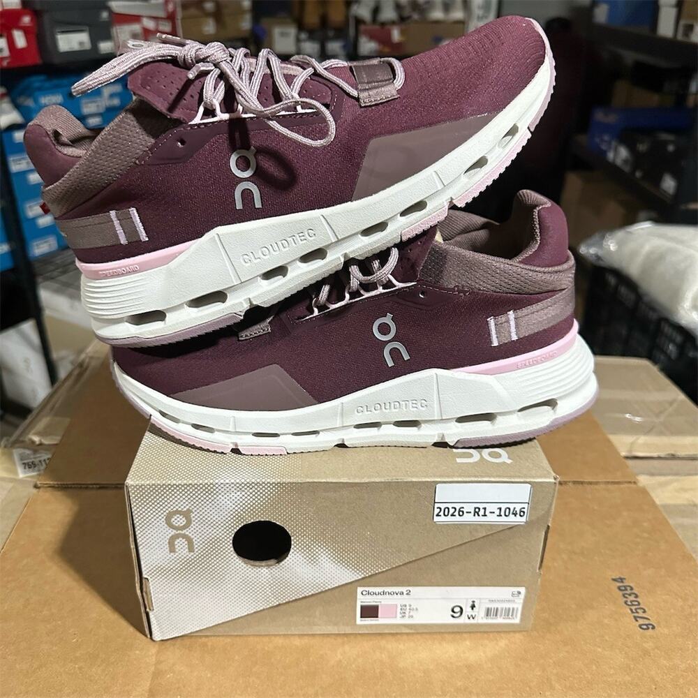 On Running Cloudnova 2 ‘Maroon Peony’ Burgundy Sneakers | Women’s Size 9 US
